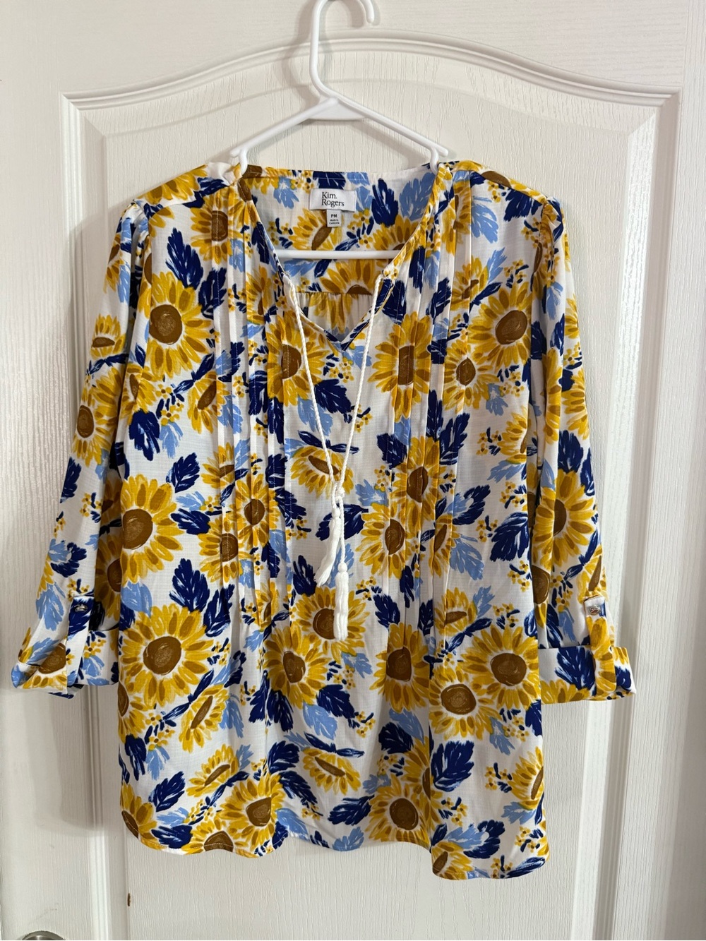 Kim Rogers Women’s Sunflower All over Print Top Sz PM. MY-154